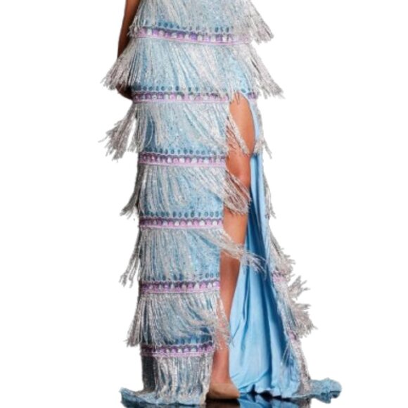 NWT Jovani 38846 Beaded Evening Dress Light Blue Size 6 - Picture 2 of 7